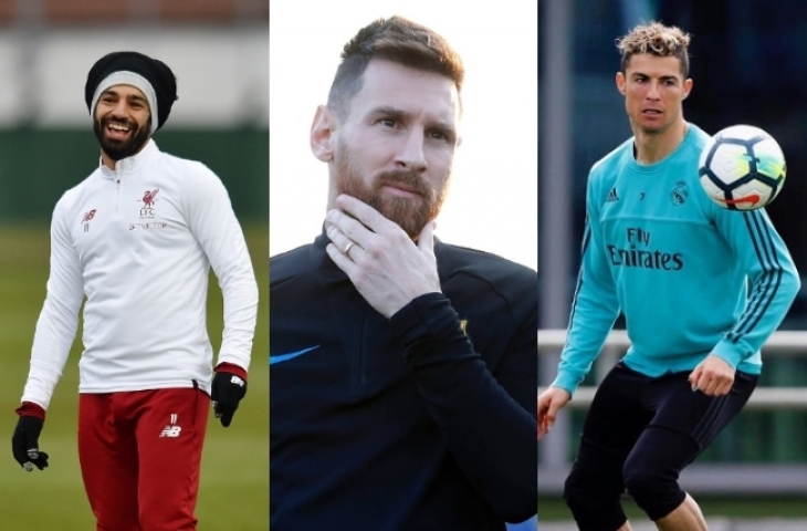 Mohamed Salah, Lionel Messi, dan Crsitiano Ronaldo/Instagram