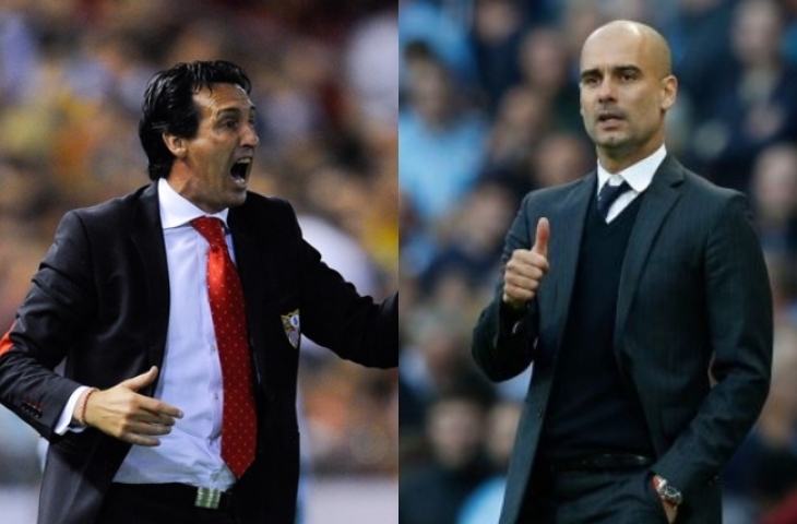 Unai Emery (kiri) dan Pep Guardiola (kanan). (Sumber: Dok. Zimbio.com/The Irish Times)