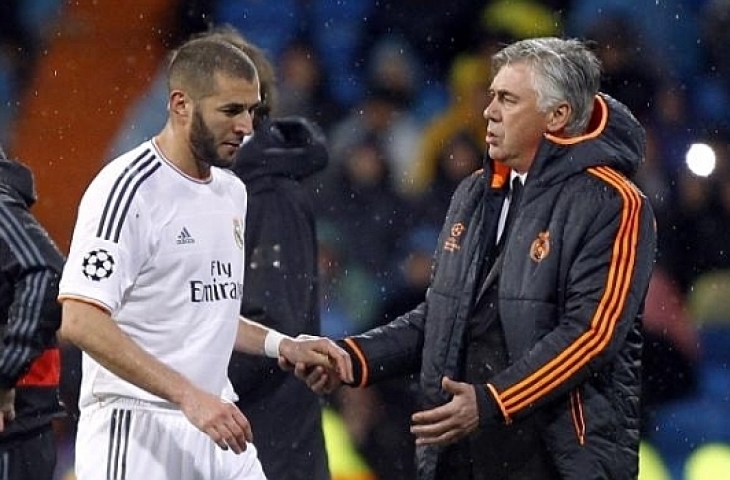 Benzema dan Ancelotti. (Sumber: Dok. Marca).