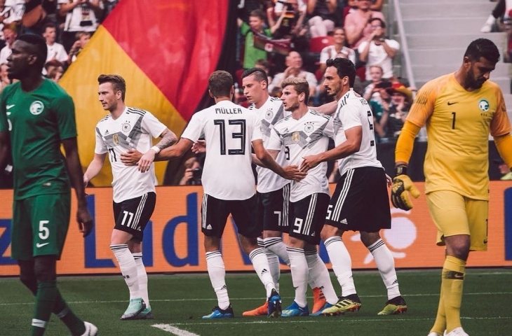 Timnas Jerman saat beruji coba kontra Arab Saudi. (Sumber: Instagram/@dfb_team)