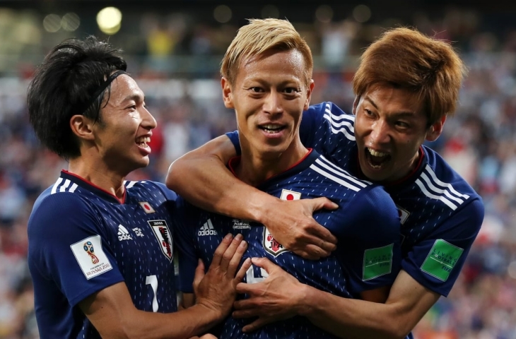 Keisuke Honda berhasil menyamakan kedudukan lewat golnya ke gawang Senegal. Skor berakhir imbang 2-2.