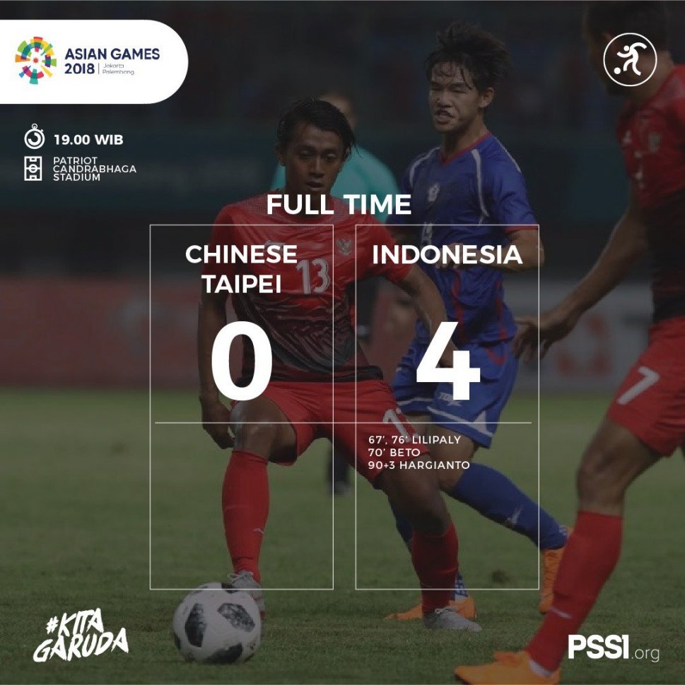 Timnas Indonesia U-23 taklukkan Taiwan 0-4. (Twitter/@PSSI)