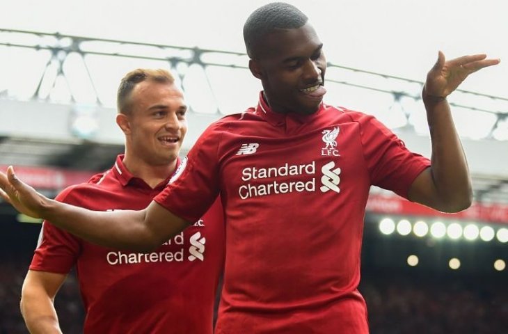 Pemain Liverpool Daniel Sturridge merayakan gol ke gawang West Ham di Stadion Alfield (Liverpool FC)