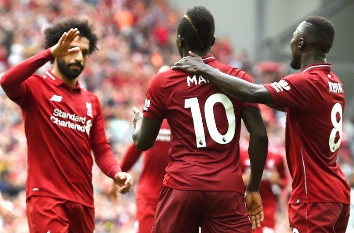 Pemain Liverpool merayakan gol ke gawang West Ham di Stadion Anfield (Liverpool FC)