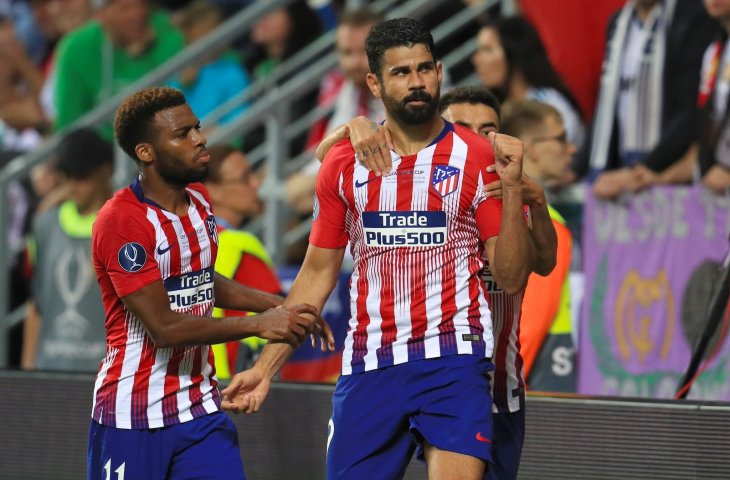 Diego Costa merayakan golnya ke gawang Real Madrid (Twitter)