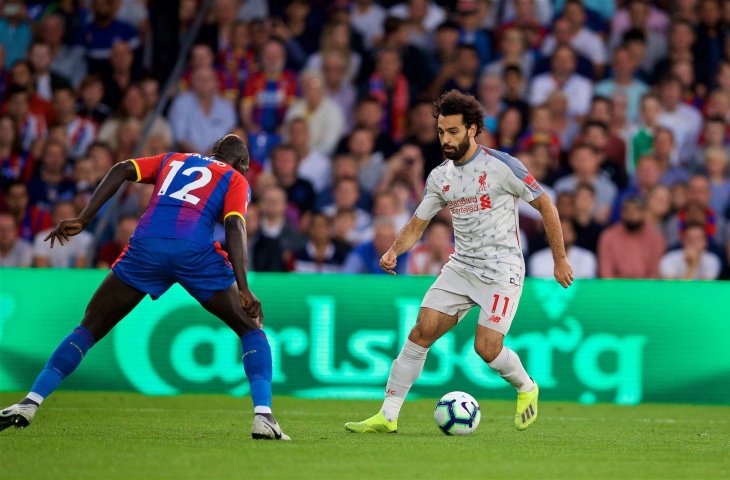 Aksi Mohamed Salah saat berhadapan dengan Crystal Palace (@LFC/Twitter)