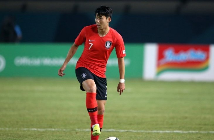 Son Heung-min di Asian Games 2018. (@abscbnsports/Twitter)