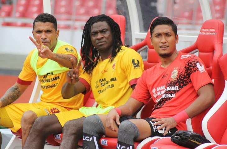 Pemain Sriwijaya FC, Alberto Goncalves, Pierre Bio Paulin, Sandi Firmansyah (instagram/sandii_firmansyah)