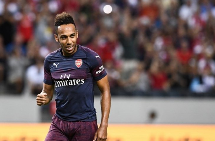 Penyerang Arsenal,  Pierre-Emerick Aubameyang (Jonathan Nackstrand/AFP)