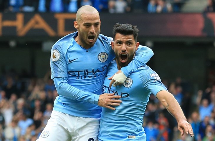 Pemain Manchester City, David Silva dan Sergio Aguero (AFP)