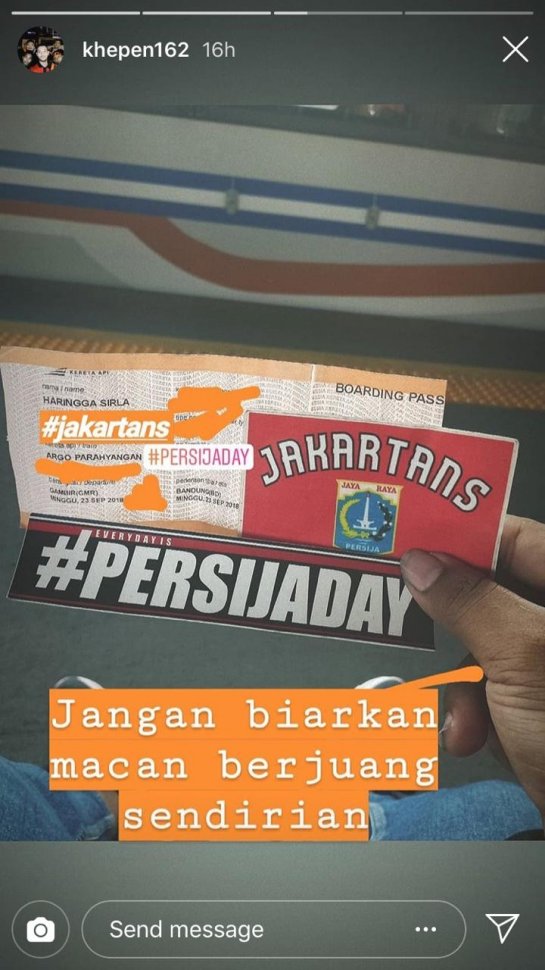 Instastory Haringga Sirila