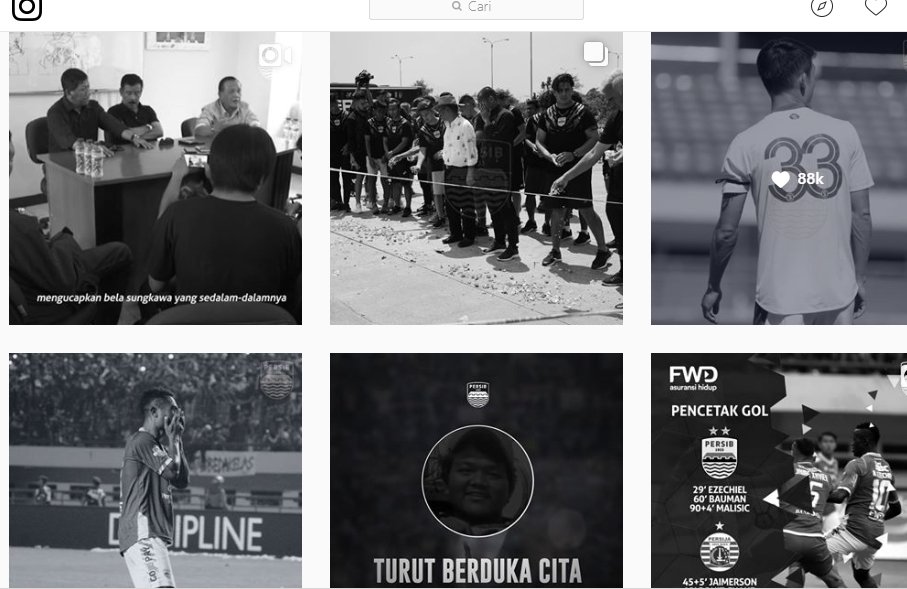 Instagram Persib Bandung hitam putih (@persib_official/Instagram)