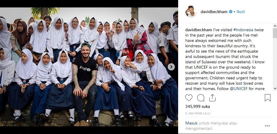 Ungkapan simpati David Beckham di akun Instagramnya (@davidbeckham/Instagram)