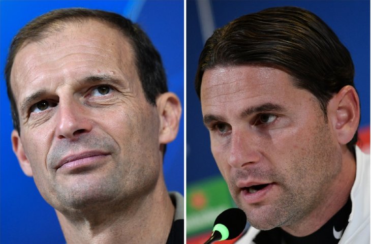 Pelatih Juventus, Massimiliano Allegri vs Pelatih Young Boys, Gerardo Seoane  (AFP)