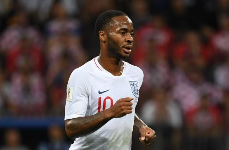 Raheem Sterling saat bermain di Piala Dunia 2018 (Manan Vatsyayana/AFP)