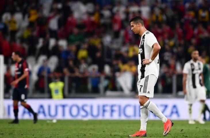 Cristiano Ronaldo di laga Juventus vs Genoa. (Marco Bertorello/AFP).