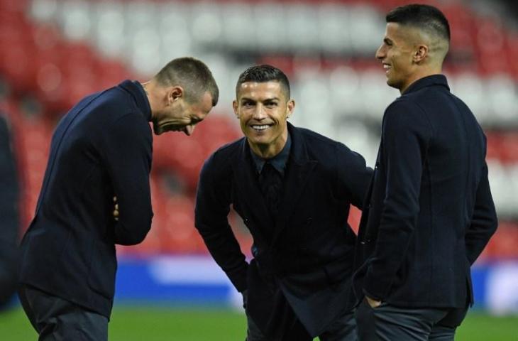 Cristiano Ronaldo bersama Juventus melakukan kunjungan di Old Trafford. (Oli Scarff/AFP)