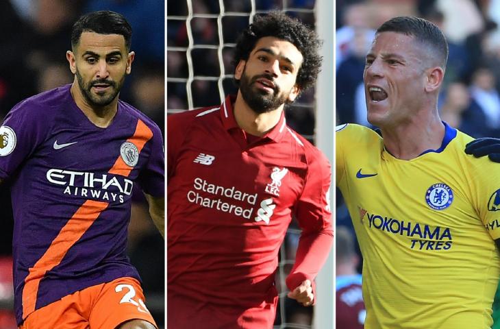 Riyad Mahrez, Mohamed Salah, & Ross Barkley (AFP)