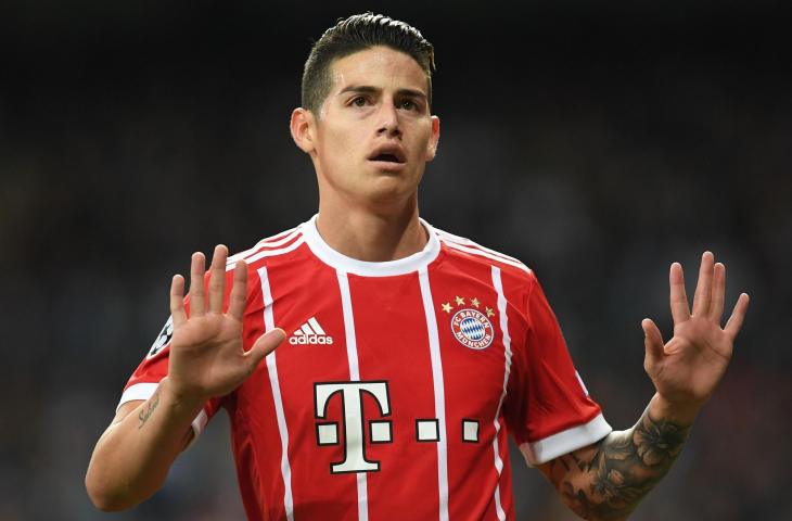 Pemain Bayern Munich, James Rodriguez enggan merayakan gol ke gawang Real Madrid pada laga semifinal Liga Champions 2018 (AFP) . 