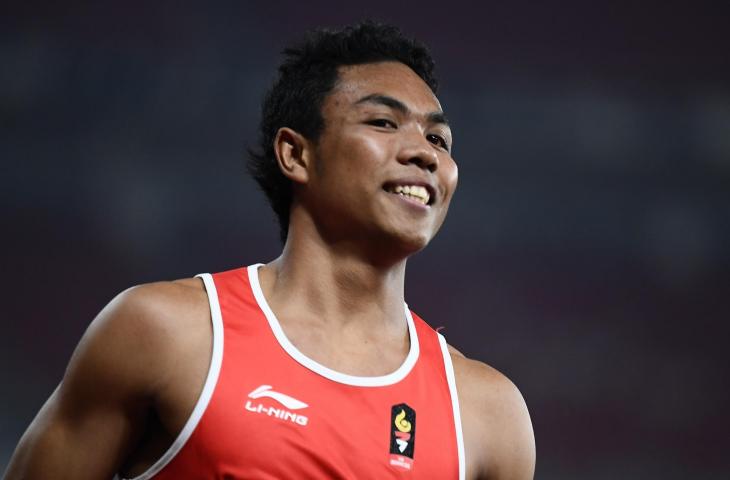 Sprinter Indonesia, Lalu Muhammad Zohri di Asian Games 2018. (AFP)