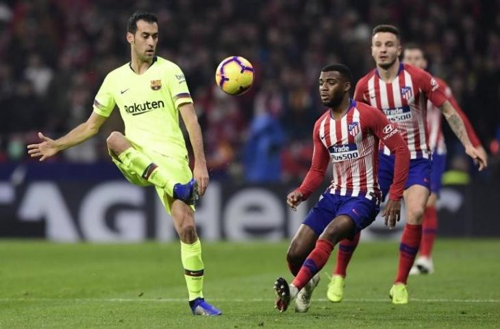 Sergio Busquet vs Atletico Madrid. (Javier Soriano/AFP)