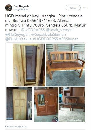 Barang-barang unik yang dijual oleh suporter PSS Sleman (@UGDforPSS/Twitter)