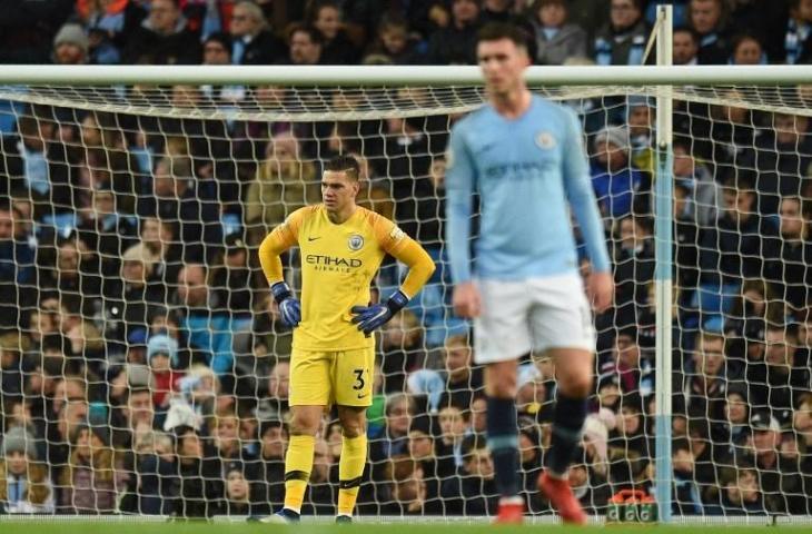 Kiper Manchester City, Ederson Moraes saat berhadapan dengan Crystal Palace pada 22 Desember 2018 (Oli Scarff/AFP)