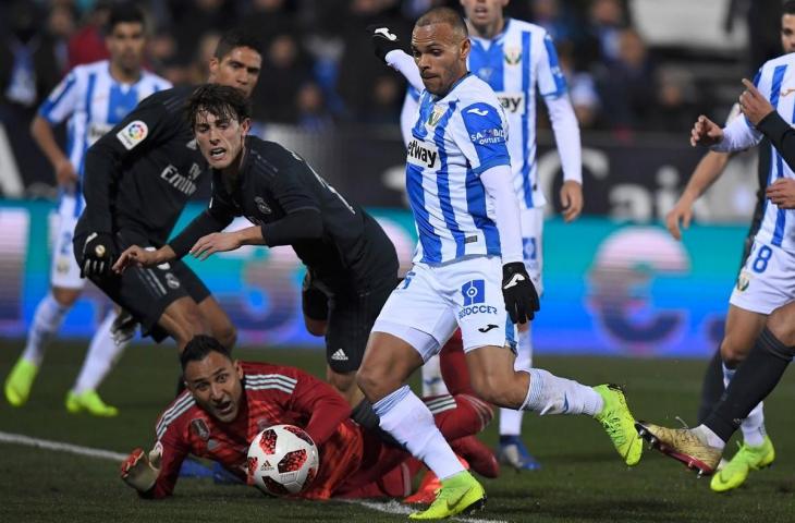 Real Madrid ketika dikalahkan Leganes. (Twitter/@UDLeganes).