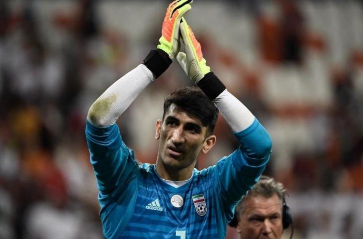 Kiper Timnas Iran, Alireza Beiranvand (Filippo Monteforte/AFP)