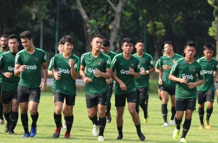 Para pemain Timnas Indonesia U-22 saat latihan perdana (Sumber: pssi.org)