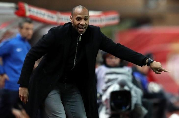 Pelatih AS Monaco, Thierry Henry (Valery Hache/AFP) 