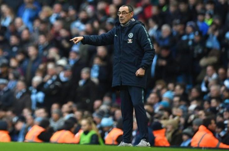 Pelatih Chelsea, Maurizio Sarri. (Paul Ellis/AFP)