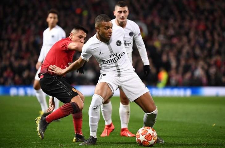 Kylian Mbappe vs Manchester United. (Franck Fife/AFP).