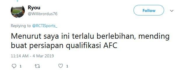 Komentar netizen tidak setuju Timnas Indonesia U-22 diundang dalam sebuah acara musik (Sumber: Twitter)