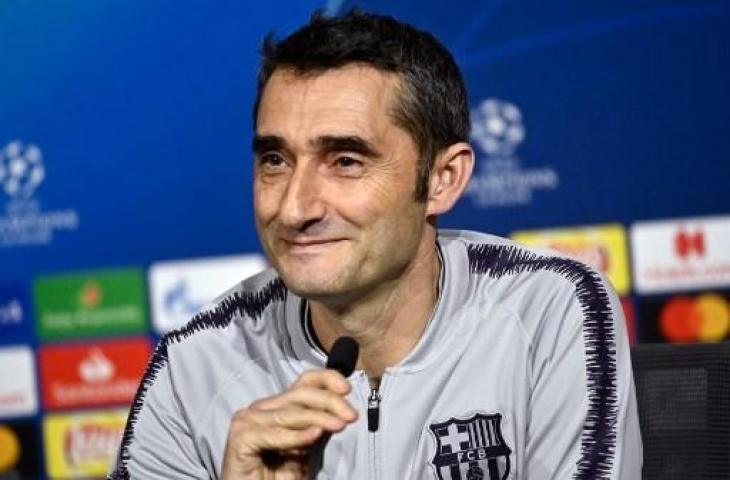 Pelatih Barcelona, Ernesto Valverde. (JEFF PACHOUD / AFP)