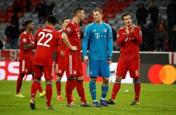 Kekecewaan para pemain Bayern Munich usai disingkirkan Liverpool pada babak 16 besar Liga Champions 2018/2019/ (ODD ANDERSEN / AFP)