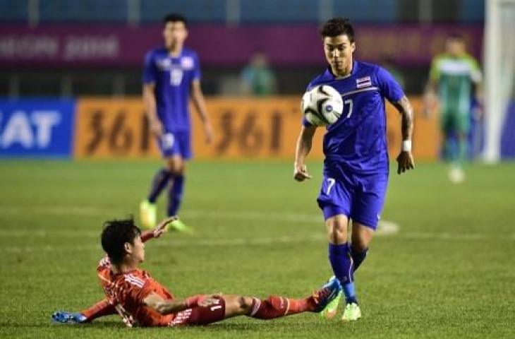 Pemain Timnas Thailand, Charyl Chappuis. (ED JONES / AFP)