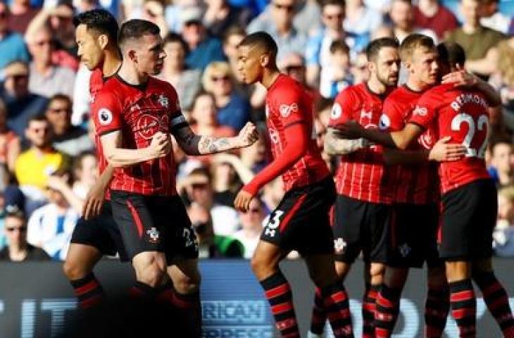 Para pemain Southampton saat merayakan gol ke gawang Brighton & Hove Albion. (Dok. Southampton).