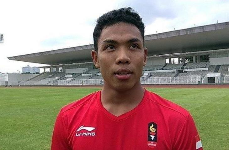 Sprinter muda Indonesia, Lalu Muhammad Zohri, saat ditemui di Stadion Madya, Senayan, Jakarta, Selasa (9/4/2019). [Suara.com/Arief Apriadi]