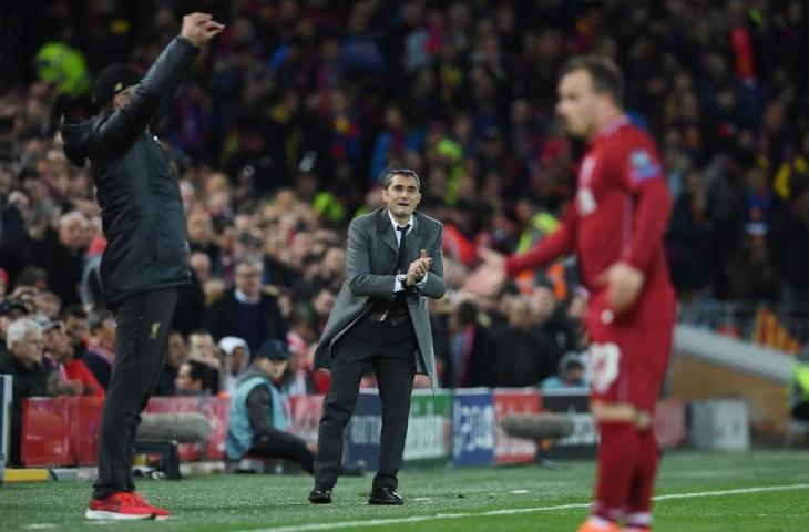 Pelatih Barcelona, Ernesto Valverde. (Paul Ellis/AFP).