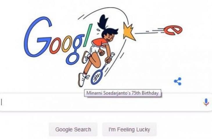 Minarni Soedarjanto menjadi tokoh Google Doodle pada Jumat (10/5/2019). Hal ini sebagai bentuk penghormatan kepada legenda bulutangkis Indonesia yang dijuluki 'Ratu Semua Ratu Bulutangkis' yang hari itu bertepatan dengan ultahnya ke-75. [Google]