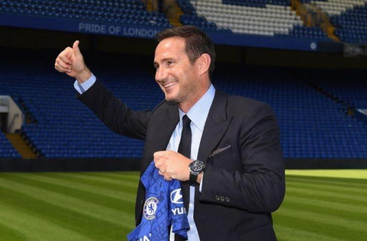 Frank Lampard saat diperkenalkan sebagai pelatih baru Chelsea. (Twitter/@chelsea)