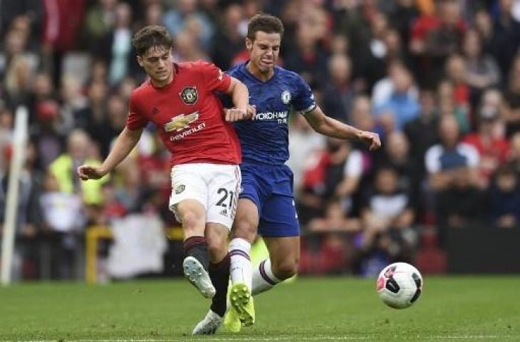 Daniel James sukses mencetak satu gol di laga debutnya saat melawan Chelsea di laga perdana Liga Primer Inggris. (OLI SCARFF / AFP)