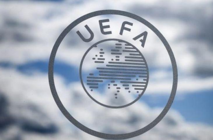 Logo UEFA. (Fabrice COFFRINI / AFP)