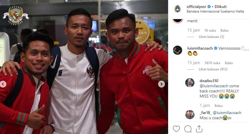 Komentar Luis Milla di Instagram PSSI. [@officialpssi / Instagram]