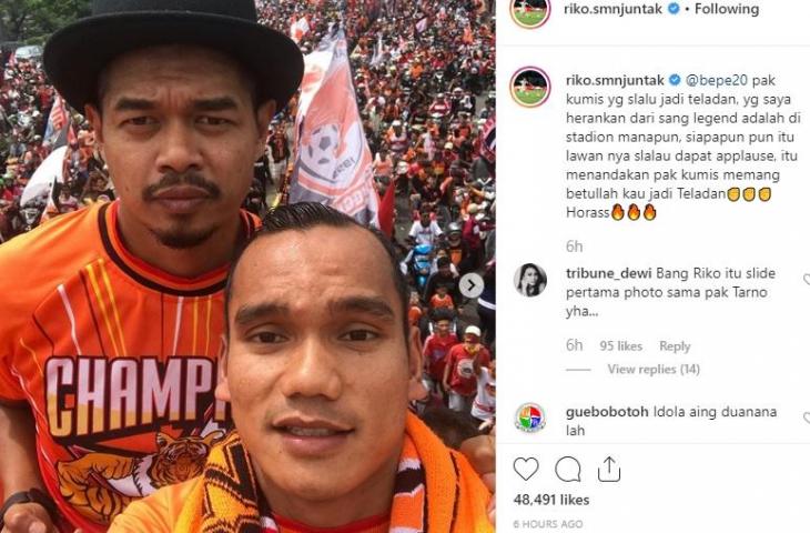 Unggahan Riko Simanjuntak tentang Bambang Pamungkas alias Bepe, Selasa (5/11/2019). [@riko.smnjuntak / Instagram]