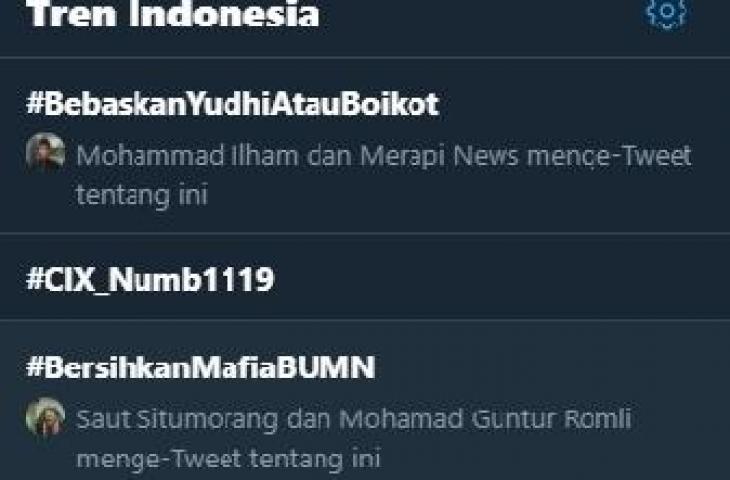 Tagar BebaskanYudhiAtauBoikot trending di Twitter. [Twitter]