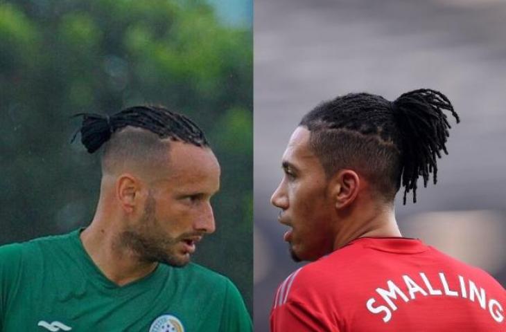 Kolase gaya rambut Alfonso de la Cruz dan Chris Smalling. (Foto: Instagram/@a_delacruz14 dan Ronaldo.com).