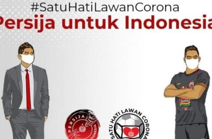 Gambar poster kolaborasi Persija Jakarta dengan kitabisa.com untuk menggalang dana melawan virus corona. (twitter.com/Persija_Jkt)