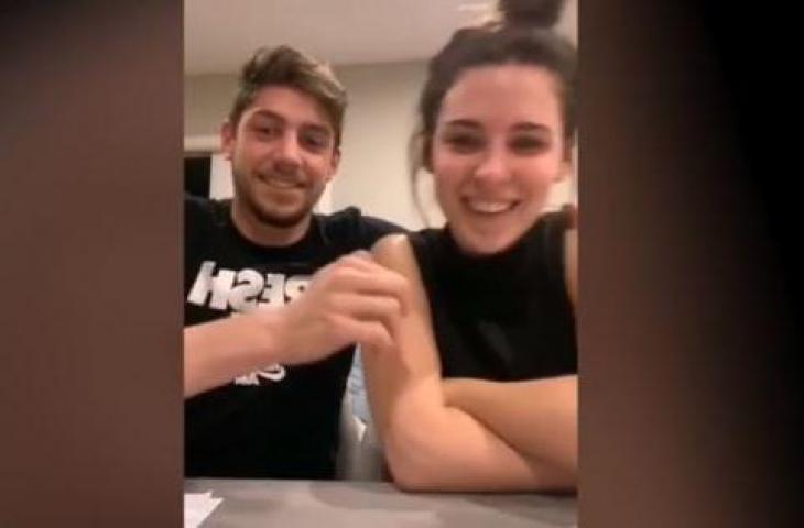 Gelandang Real Madrid, Federico Valverde, bersama kekasihnya Mina Bonino. (Dok. Marca).